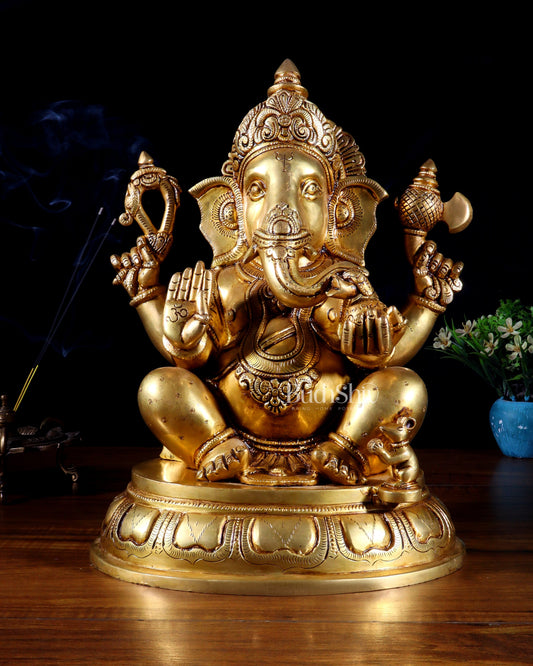 Brass Superfine Lord Ganesha Handcrafted Idol 14"
