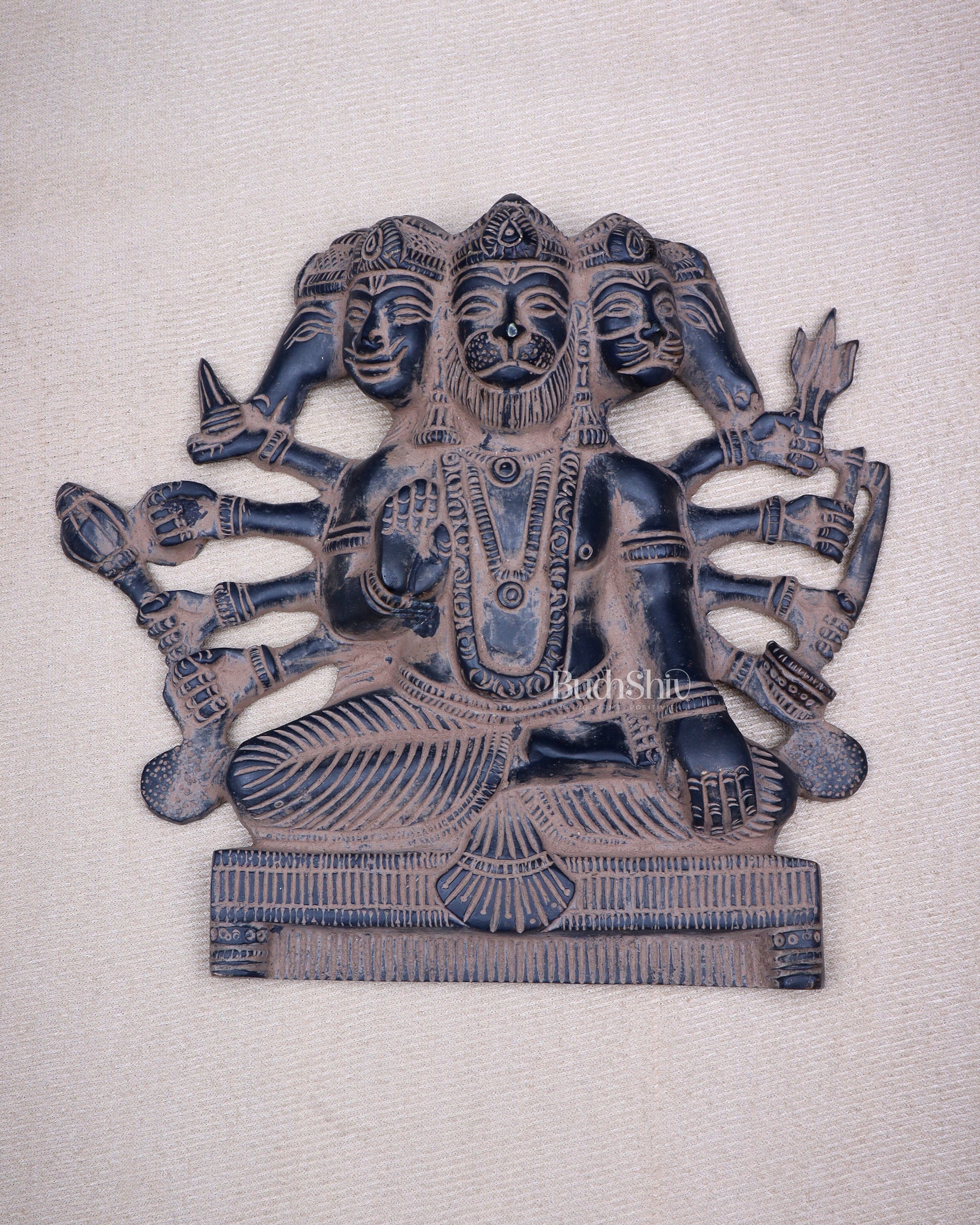 Panchmukhi Hanuman Brass Wall Hanging | Auspicious & Ward off Evil | 8"