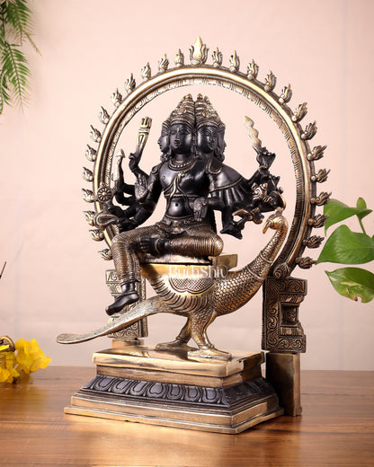 Brass Large Murugan with six faces statue 17"