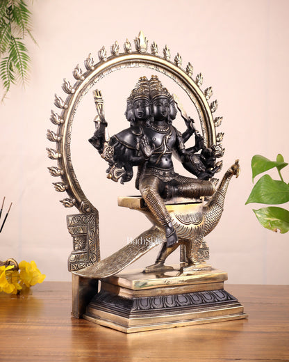 Brass Large Murugan with six faces statue 17"