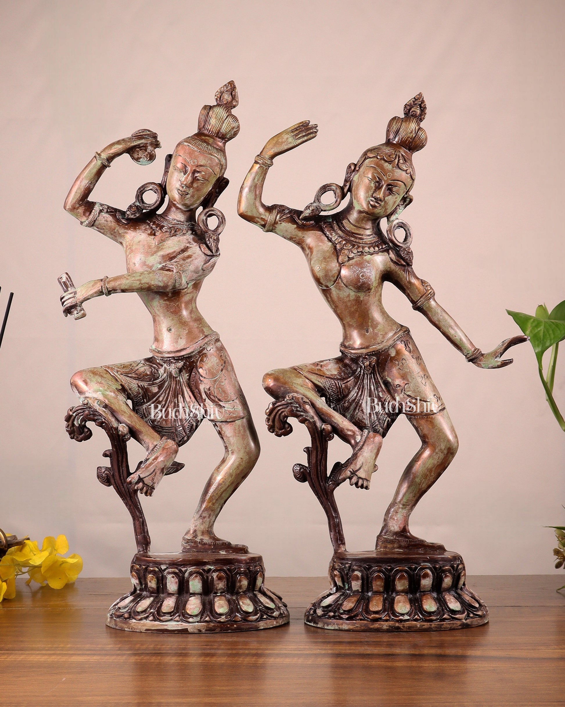 15" Lord Shiva and Parvati Dancing Idols - Pure Brass