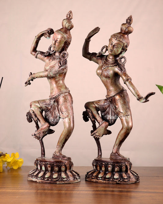 15" Lord Shiva and Parvati Dancing Idols - Pure Brass