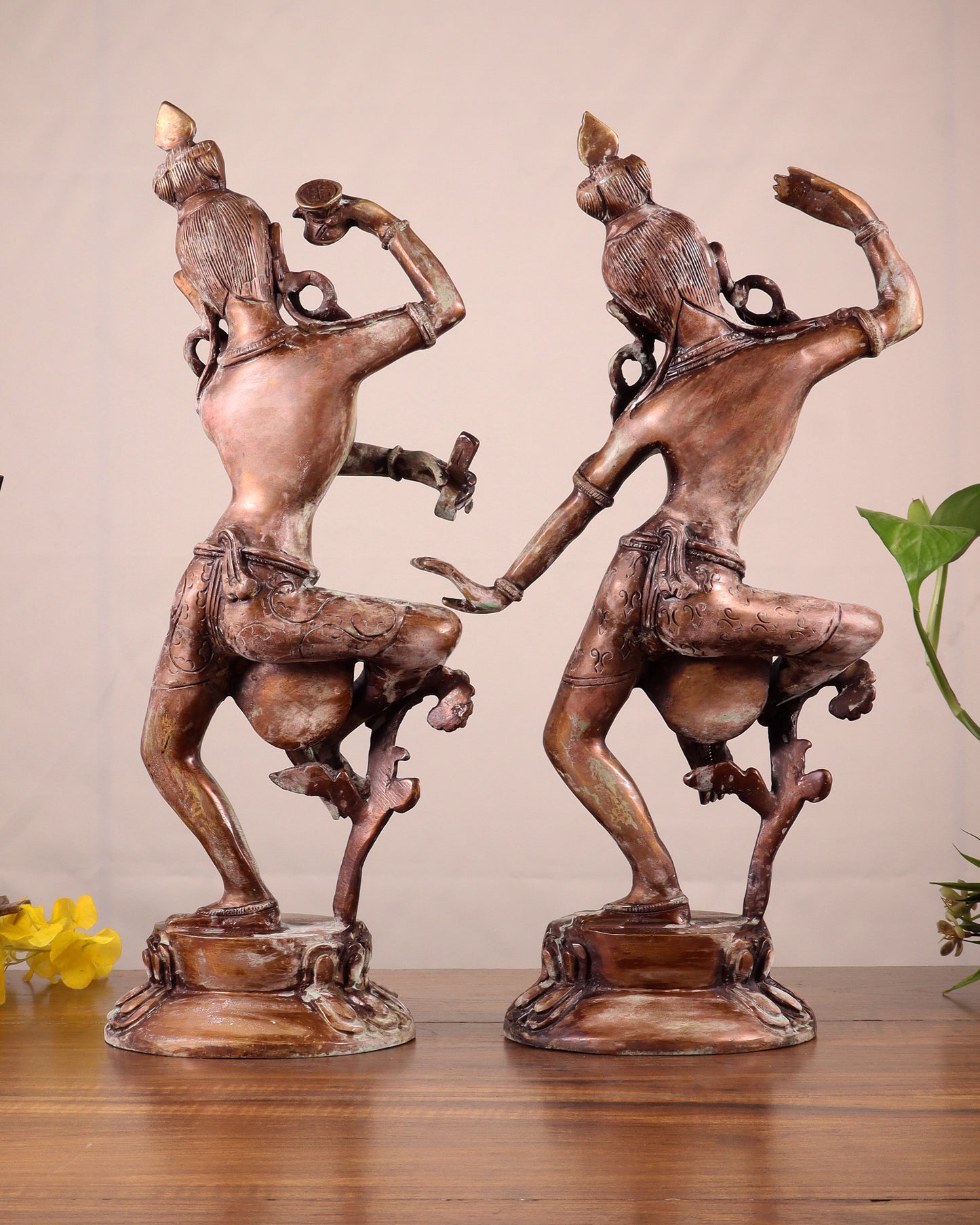 15" Lord Shiva and Parvati Dancing Idols - Pure Brass