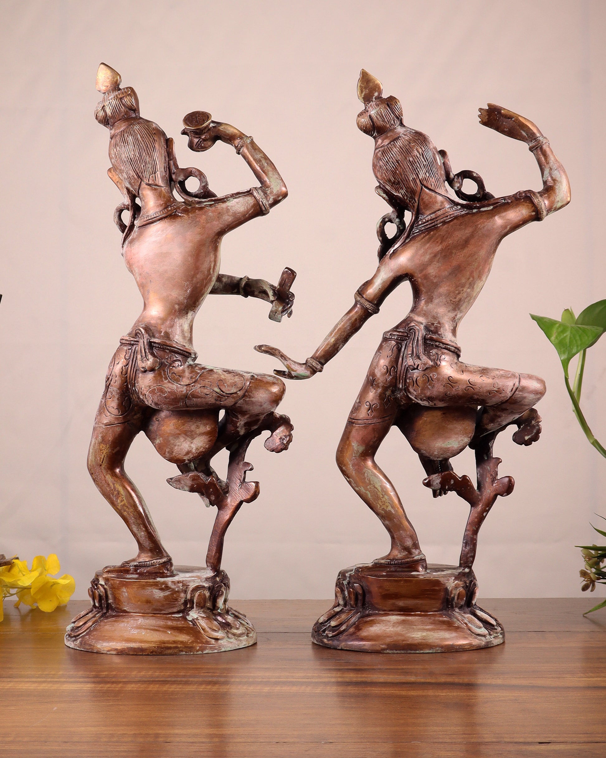 15" Lord Shiva and Parvati Dancing Idols - Pure Brass