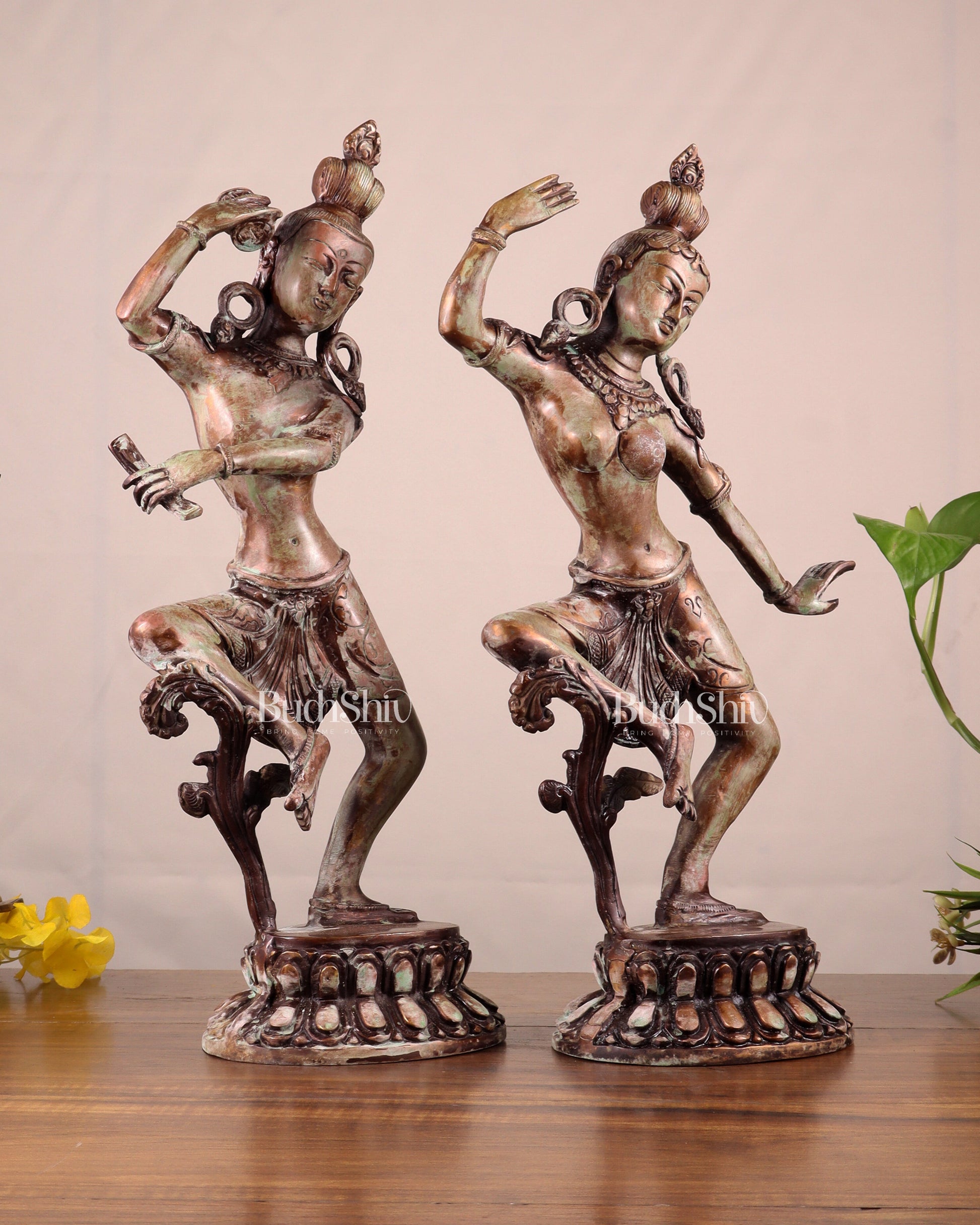 15" Lord Shiva and Parvati Dancing Idols - Pure Brass