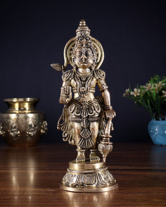 Pure Brass Standing Hanuman Idol – 8.5 Inch | Superfine Carving