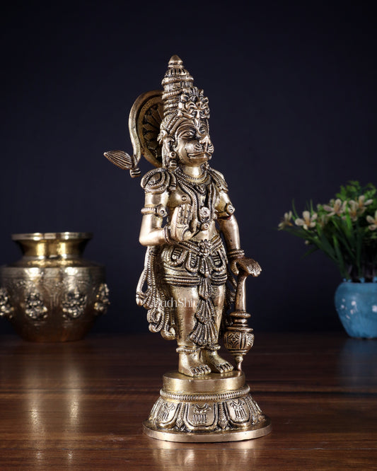 Pure Brass Standing Hanuman Idol – 8.5 Inch | Superfine Carving