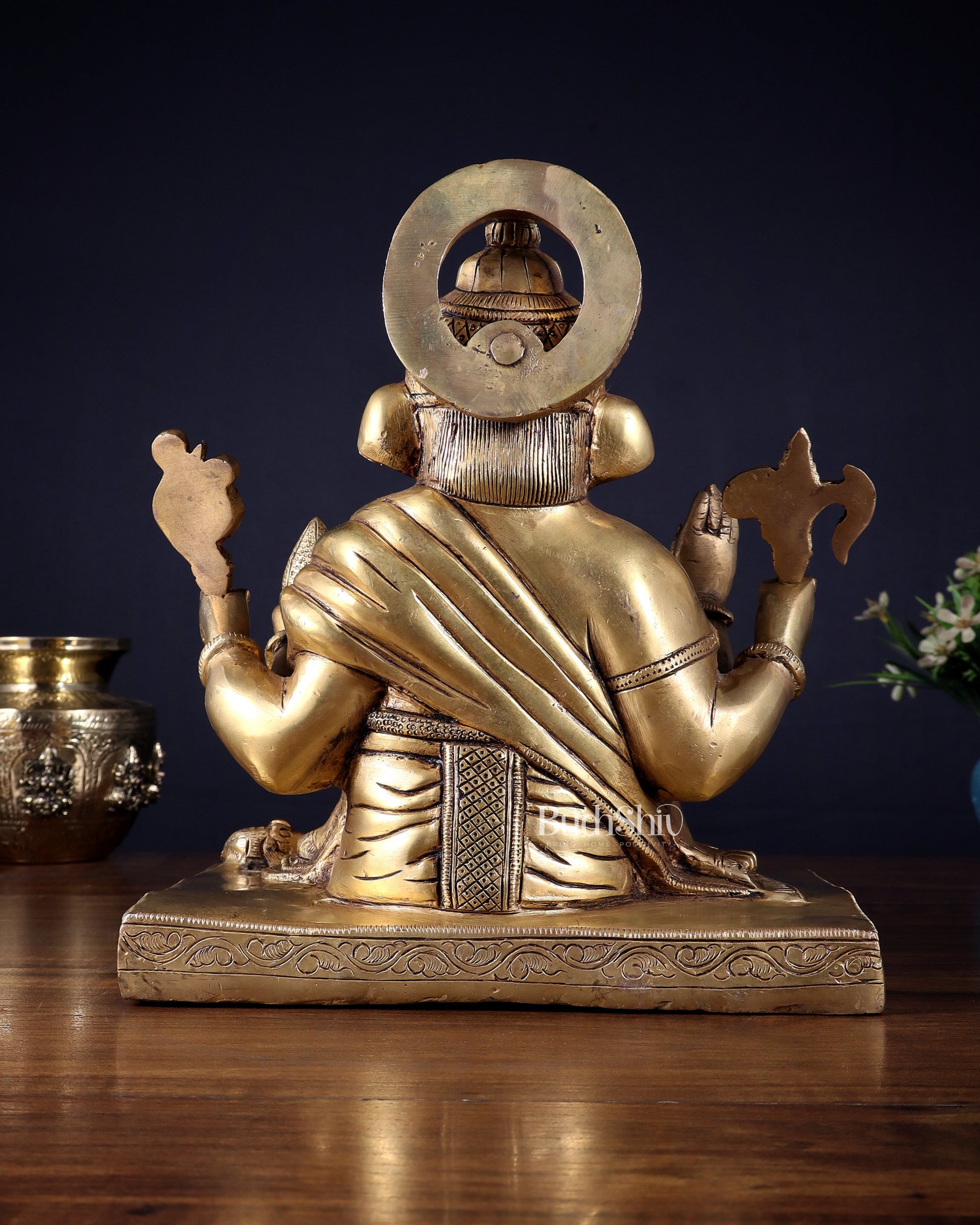 Pure Brass Lord Ganesha Statue with Crossed Legs – 10.5 Inch