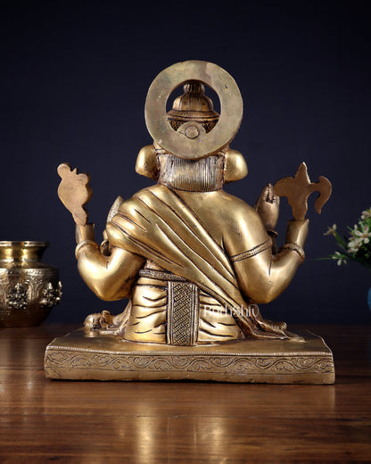 Pure Brass Lord Ganesha Statue with Crossed Legs – 10.5 Inch
