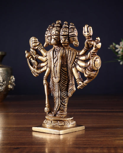 Brass Standing Panchmukhi Hanuman Idol - 5.5" Height