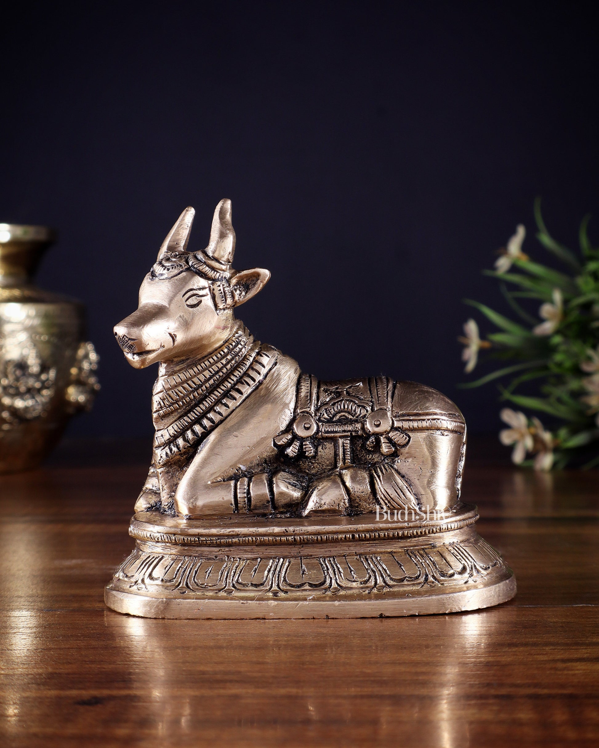 Pure Brass Small Nandi Statue – 4.5 Inch |