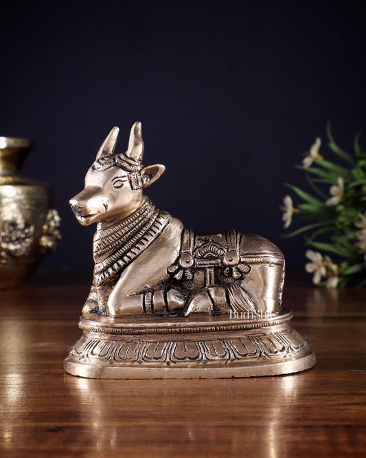 Pure Brass Small Nandi Statue – 4.5 Inch |