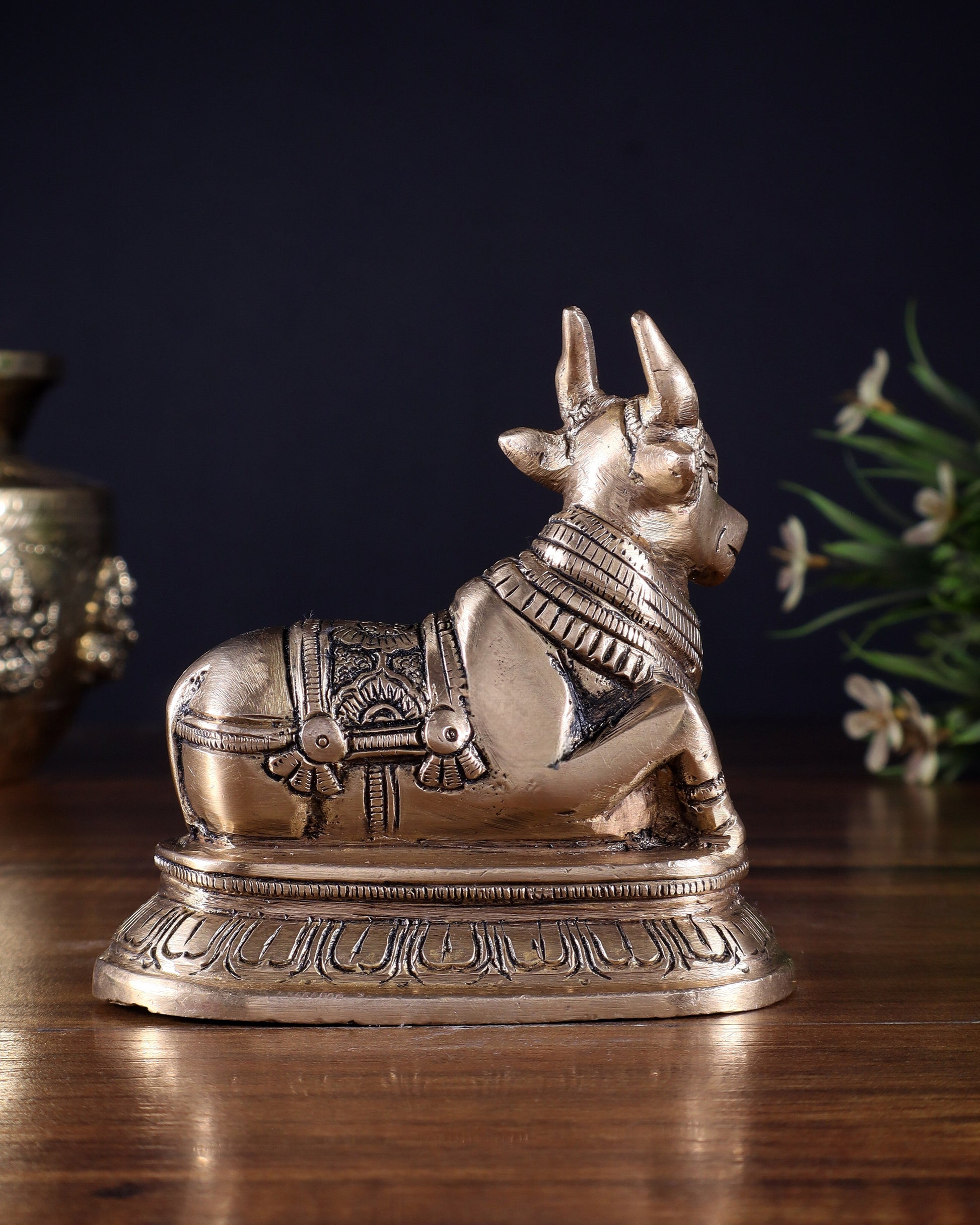 Pure Brass Small Nandi Statue – 4.5 Inch |
