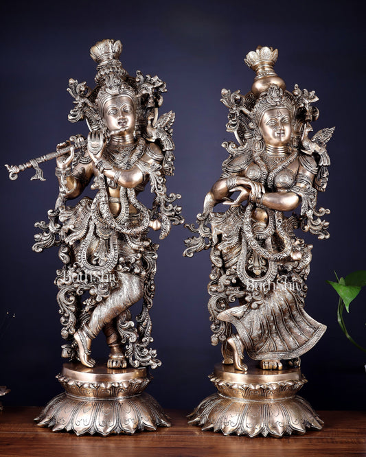 Brass Radha Krishna statue pair  - 27 Inches