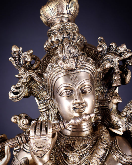 Brass Radha Krishna statue pair  - 27 Inches