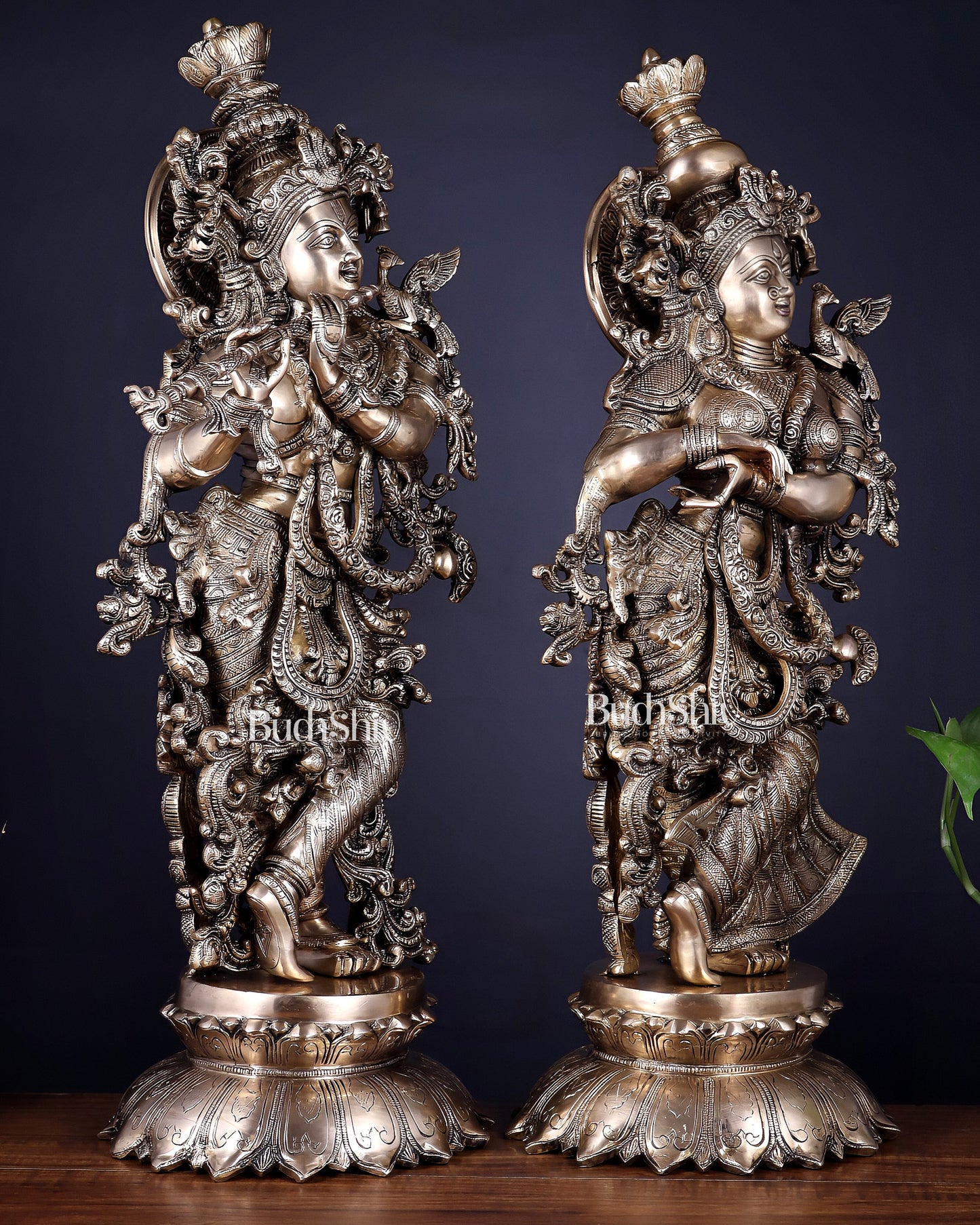 Brass Radha Krishna statue pair  - 27 Inches