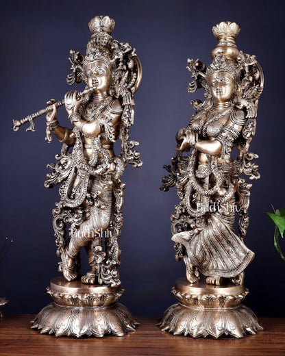 Brass Radha Krishna statue pair  - 27 Inches