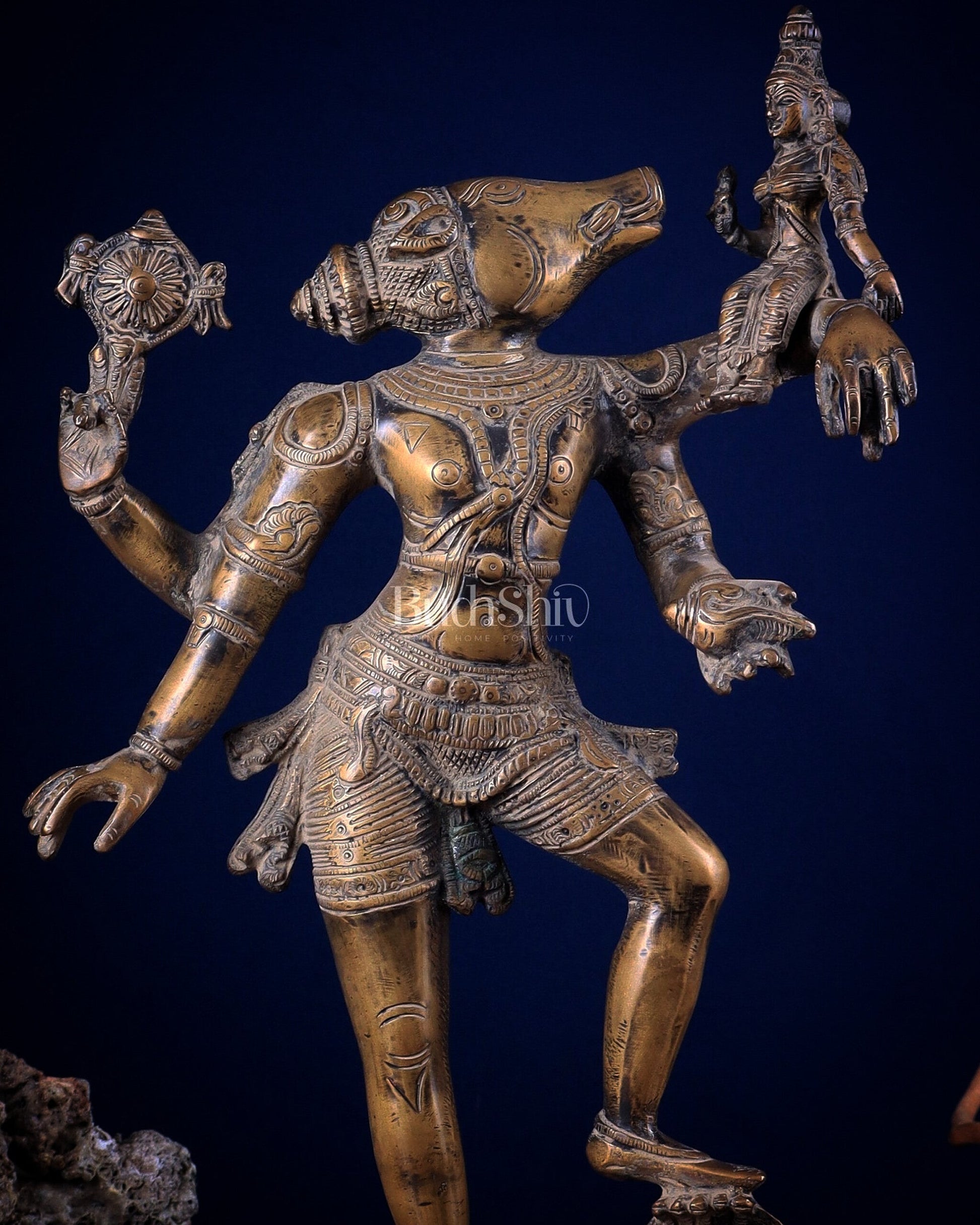 Varaha with Bhooma Devi Varaha Lakshmi Brass Statue 17 inch Gold vintage