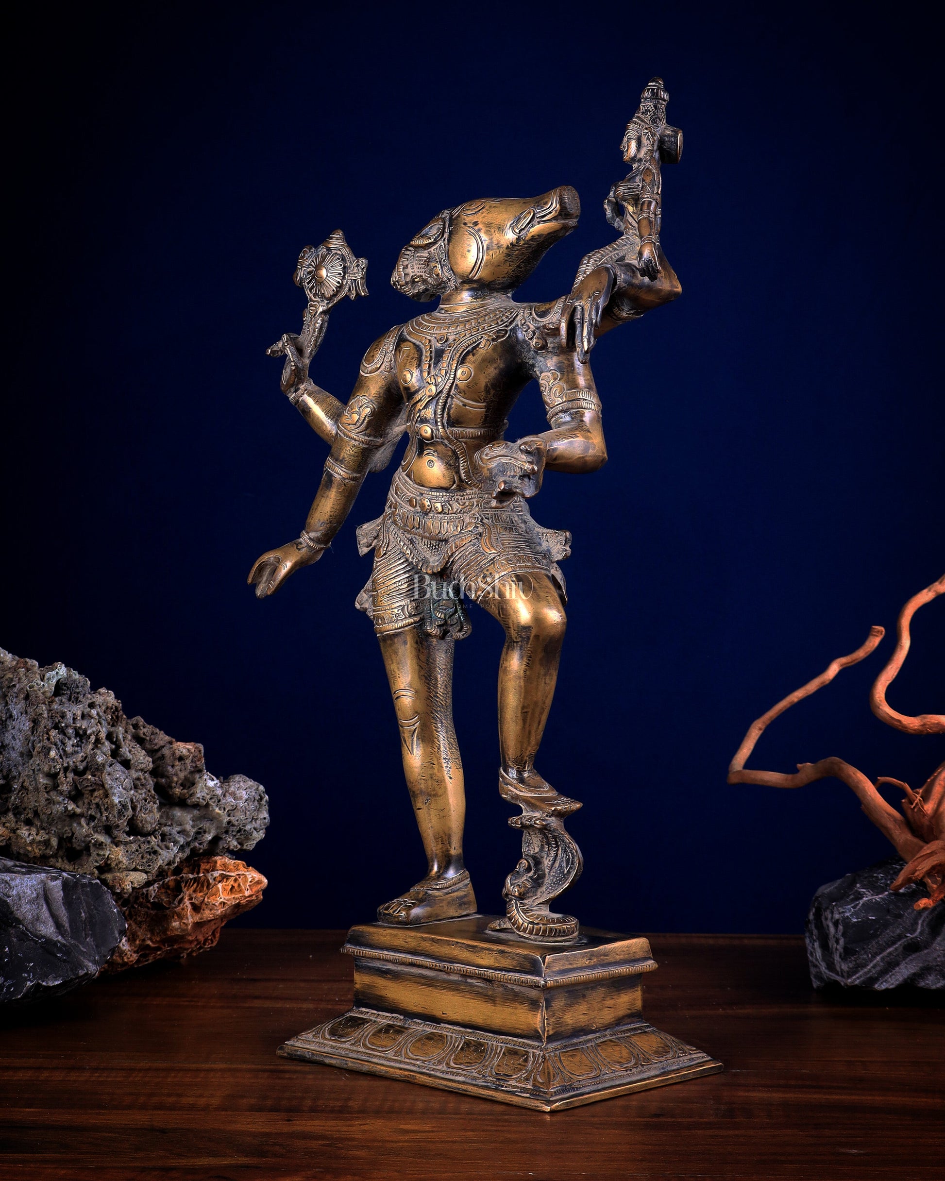 Varaha with Bhooma Devi Varaha Lakshmi Brass Statue 17 inch Gold vintage