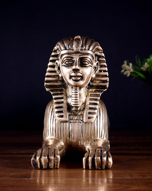 Pure Brass Egyptian Sphinx of Giza Statue – Handcrafted Decorative Piece 8"
