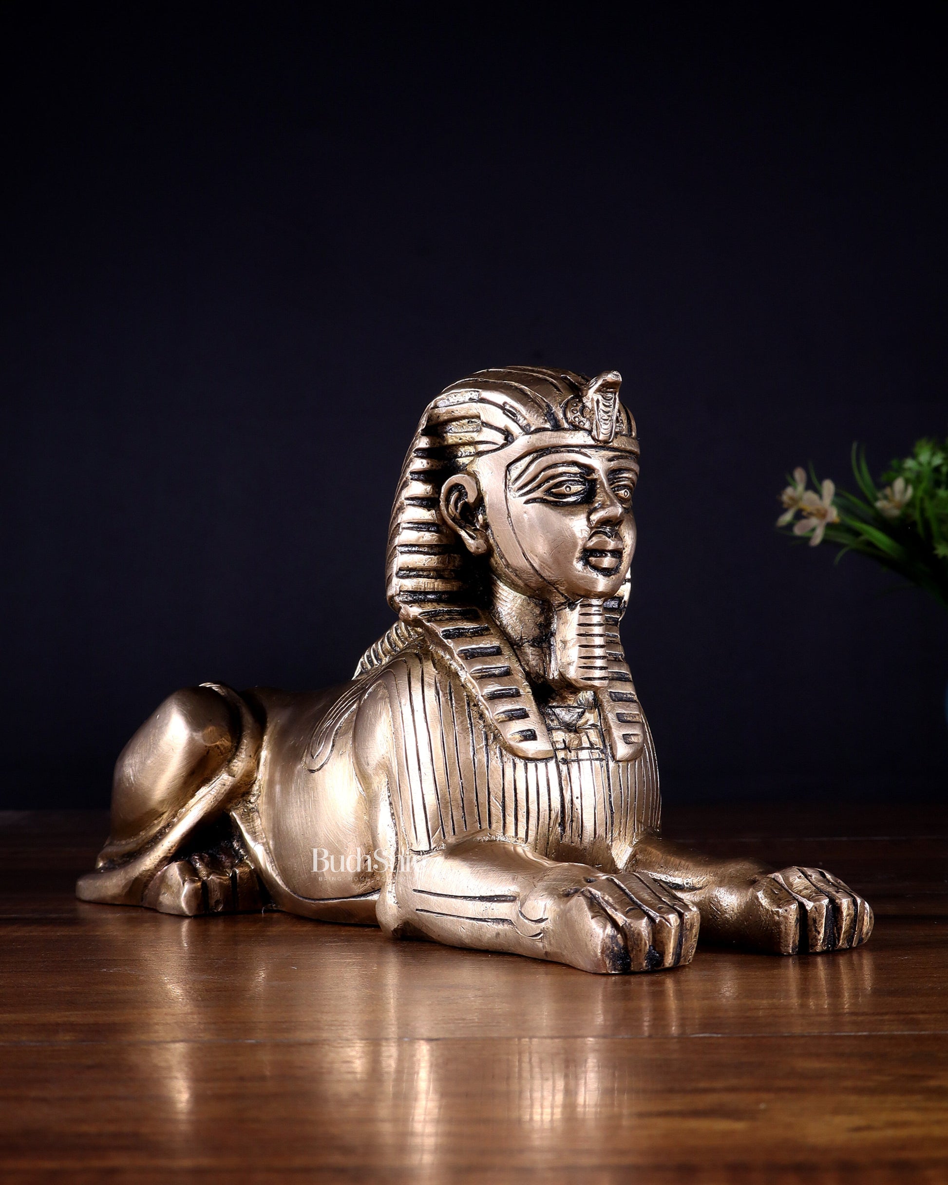 Pure Brass Egyptian Sphinx of Giza Statue – Handcrafted Decorative Piece 8"