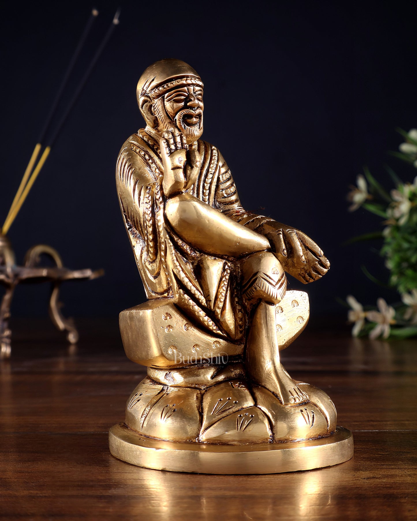Brass Superfine Sai Baba Idol for Home Temple - 4.5 inch