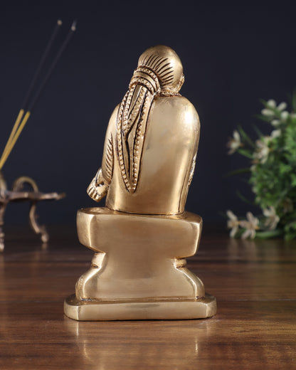 Brass Superfine Sai Baba Idol for Home Temple - 4.5 inch