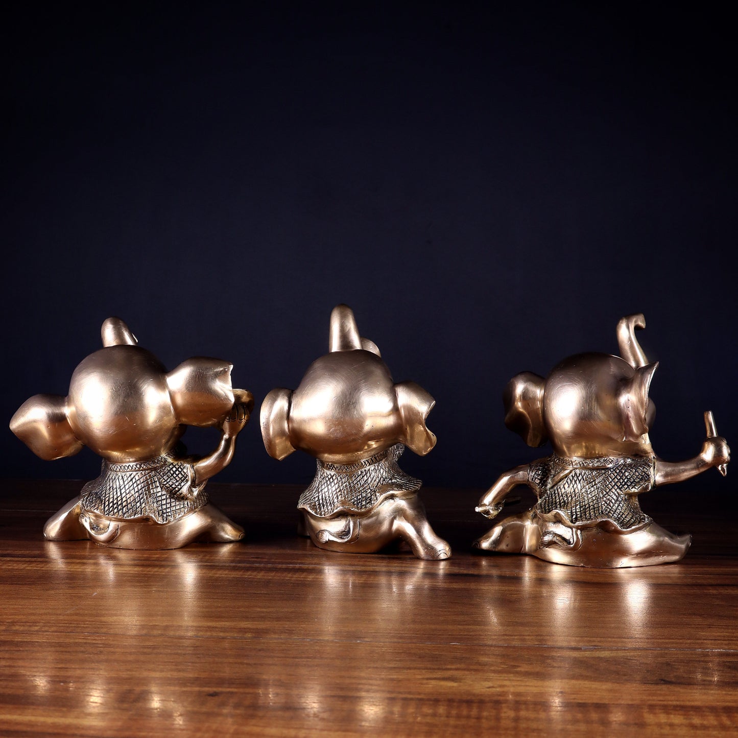 Pure Brass Musical Baby Elephants Set | 7 Inch (17.8 cm) | 8 kg Trio