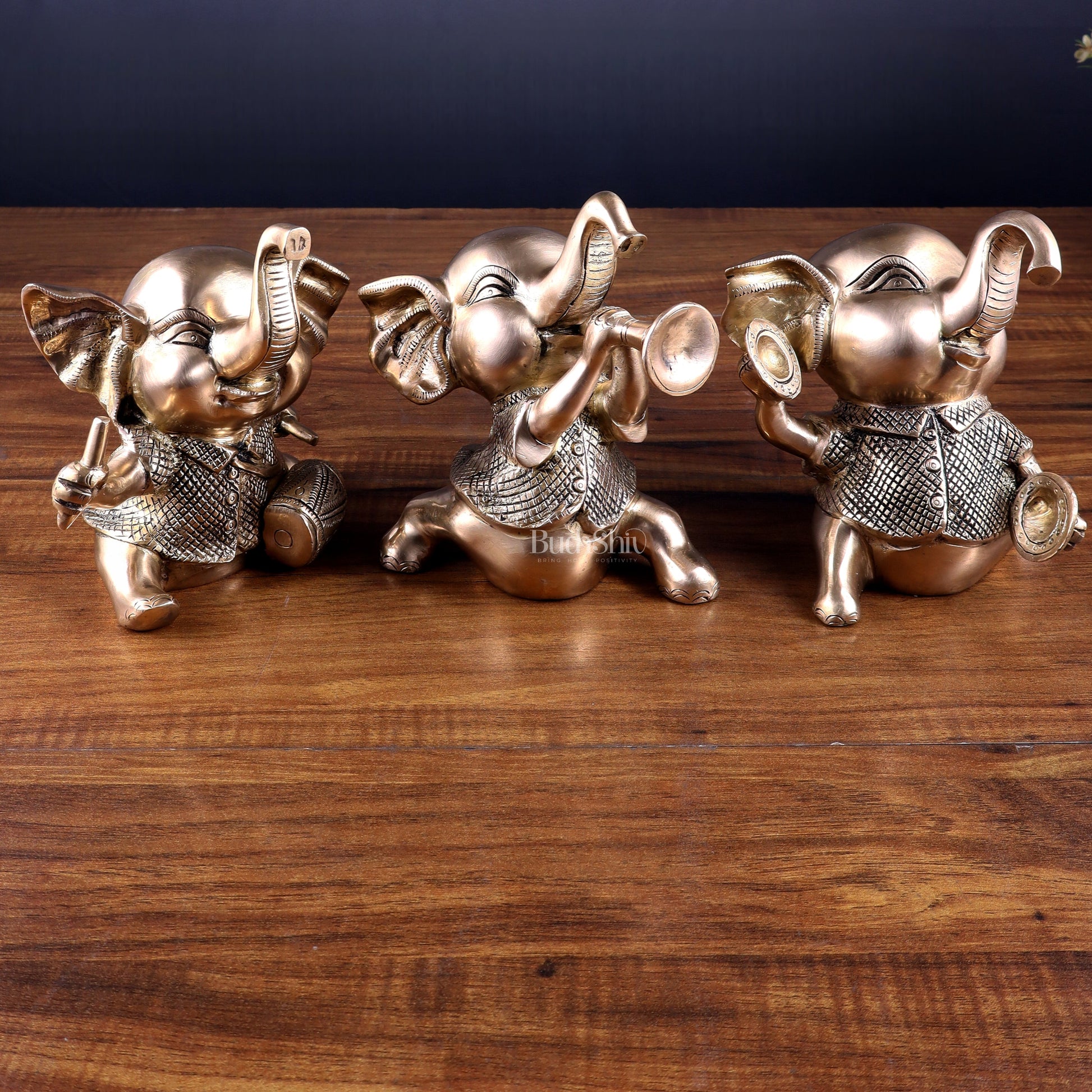 Pure Brass Musical Baby Elephants Set | 7 Inch (17.8 cm) | 8 kg Trio