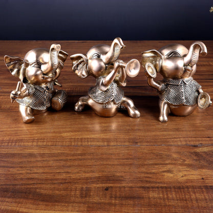 Pure Brass Musical Baby Elephants Set | 7 Inch (17.8 cm) | 8 kg Trio