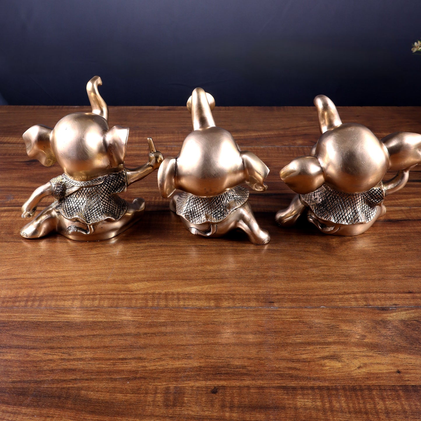Pure Brass Musical Baby Elephants Set | 7 Inch (17.8 cm) | 8 kg Trio