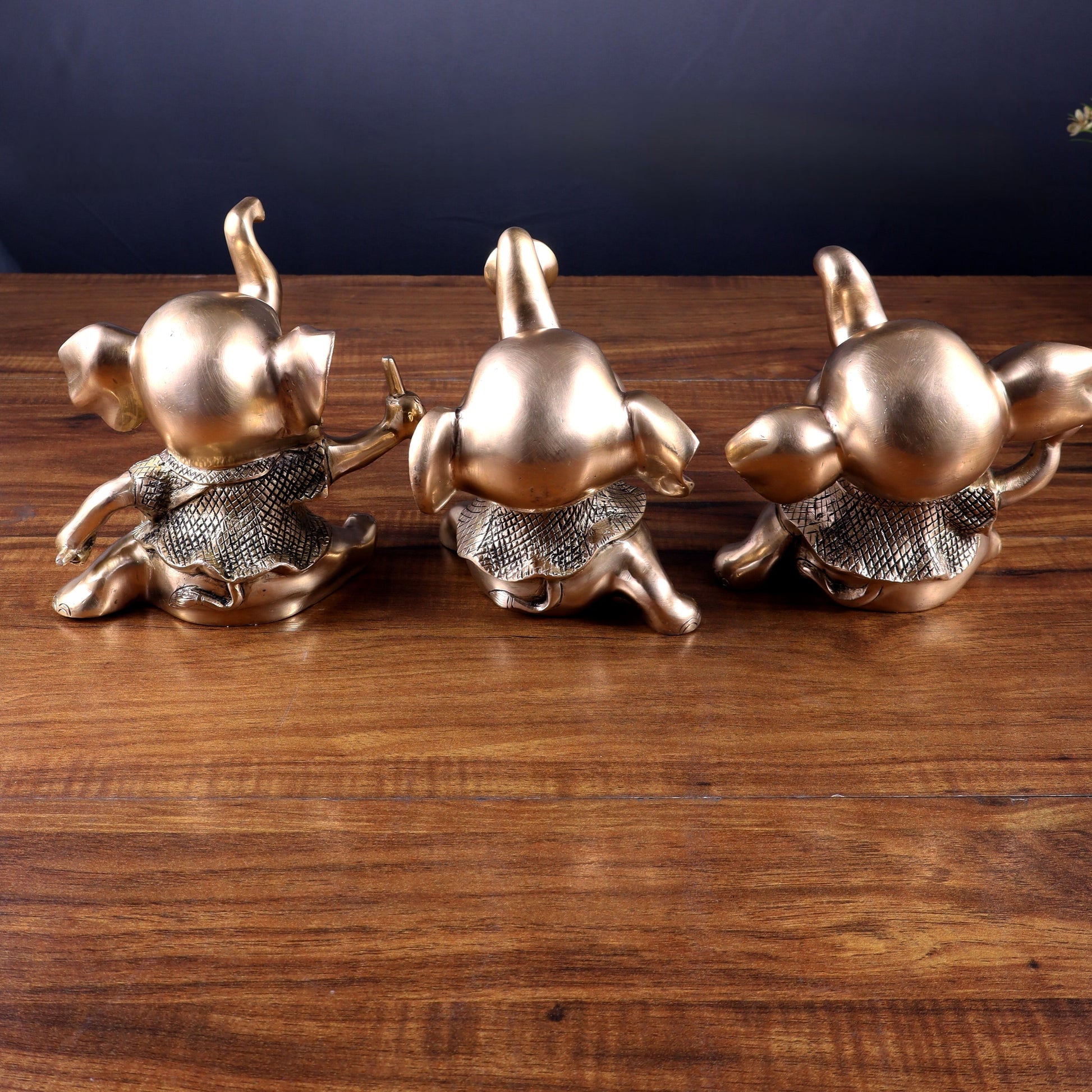 Pure Brass Musical Baby Elephants Set | 7 Inch (17.8 cm) | 8 kg Trio