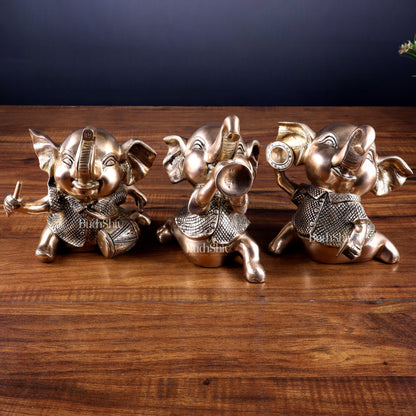 Pure Brass Musical Baby Elephants Set | 7 Inch (17.8 cm) | 8 kg Trio
