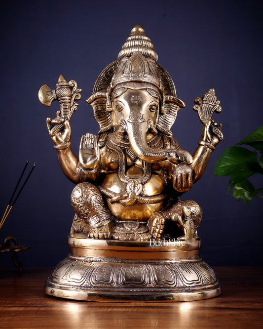 Pure Brass Ganesha Statue – 15 inch Tall