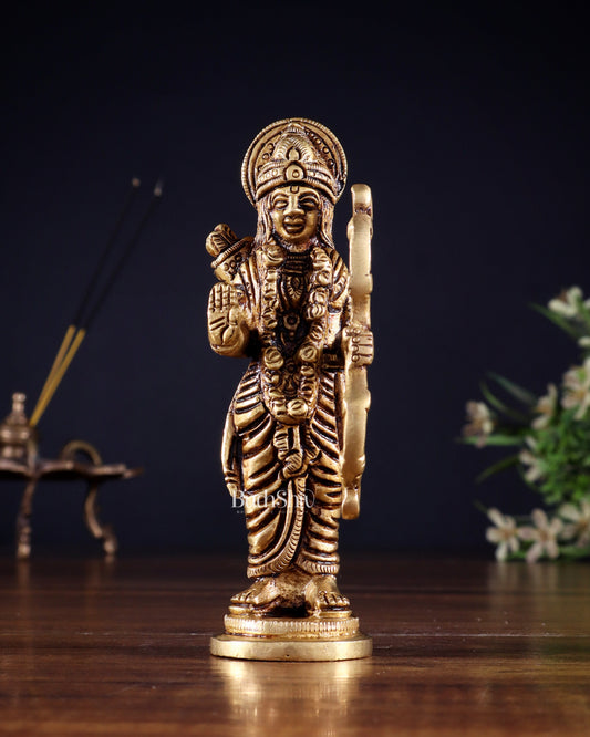 Pure Brass Lord Rama Statue –  4.5" Miniature Idol for Home Temple