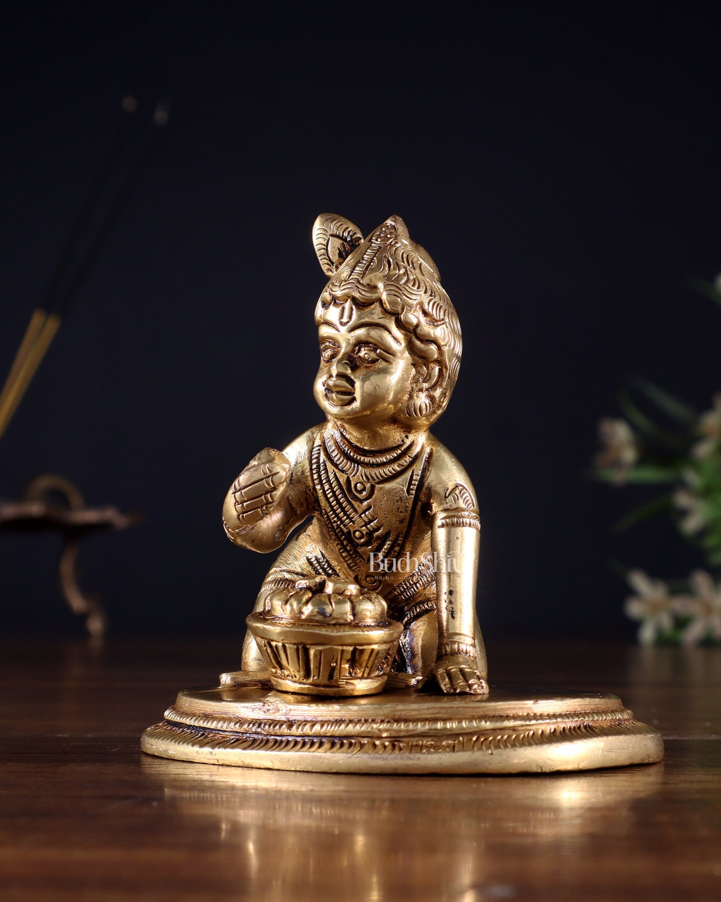 Brass Baby krishna Makhan Chor Bal Gopal Murti | Height 3.5 inch