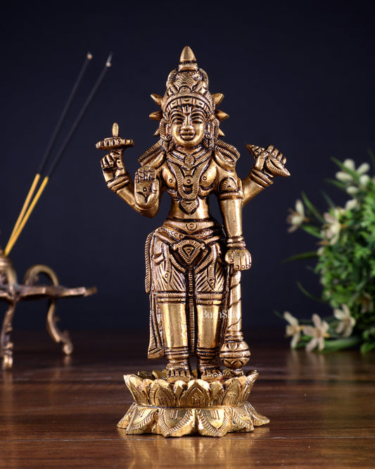 Pure Brass Satyanarayan Vishnu Idol - 6 inch