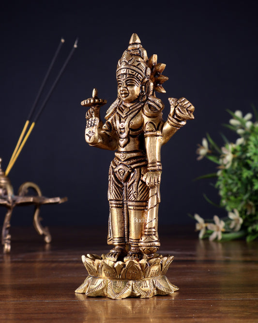 Pure Brass Satyanarayan Vishnu Idol - 6 inch