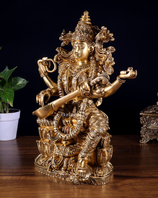 Brass Superfine Goddess Saraswati Statue – 15 Inch