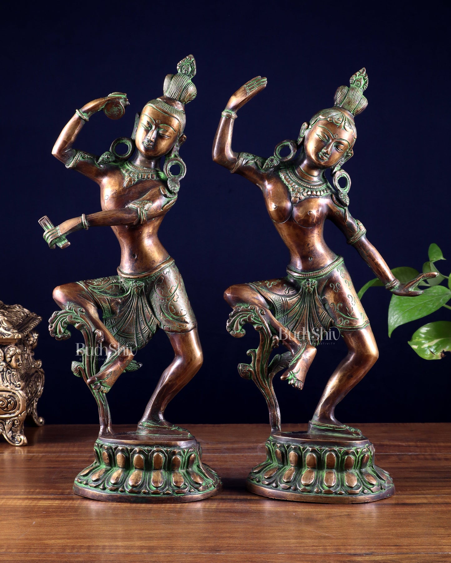 15" Lord Shiva and Parvati Dancing Idols - Pure Brass