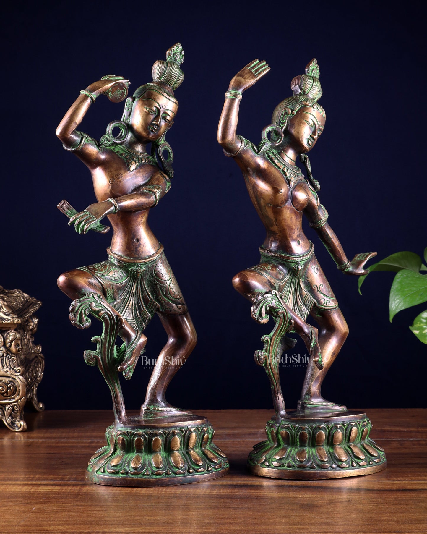 15" Lord Shiva and Parvati Dancing Idols - Pure Brass