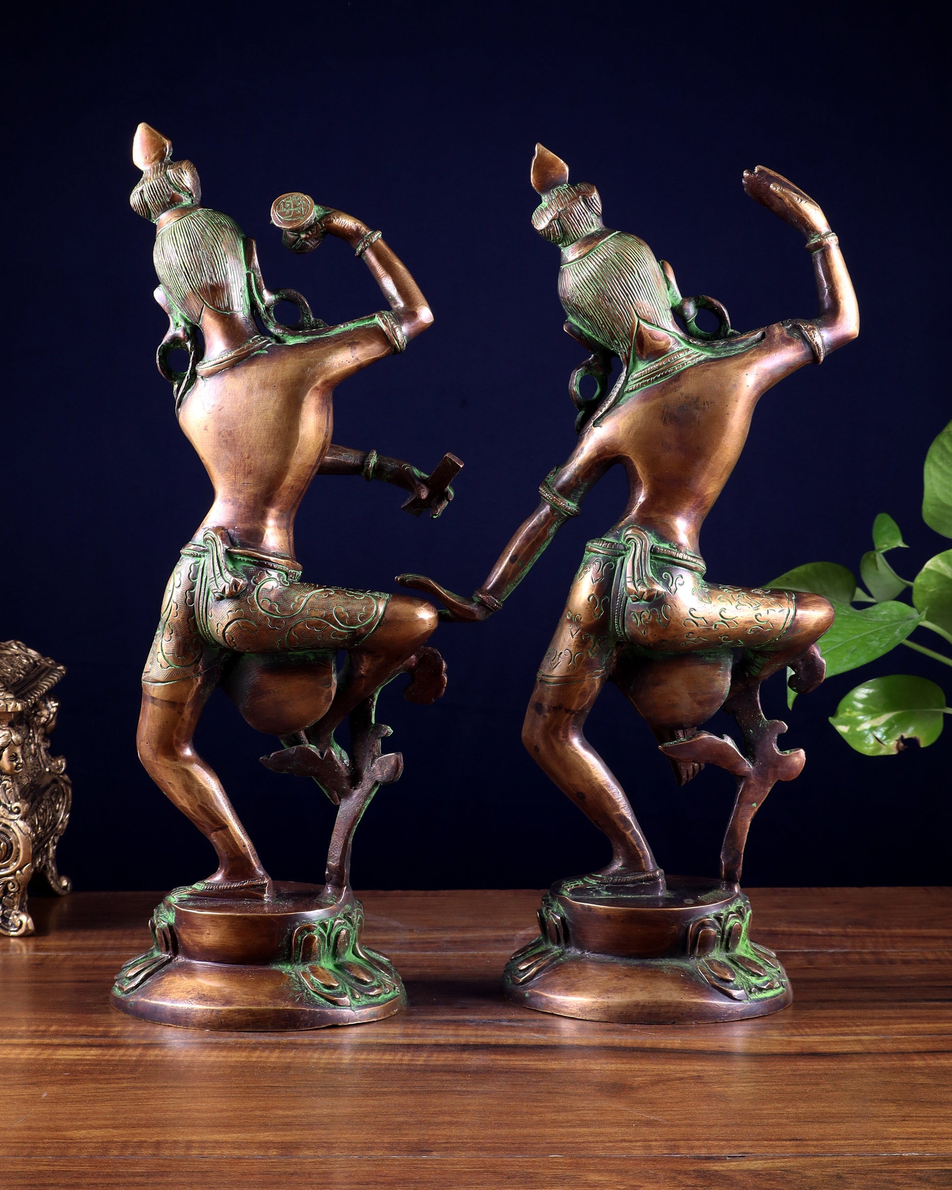 15" Lord Shiva and Parvati Dancing Idols - Pure Brass