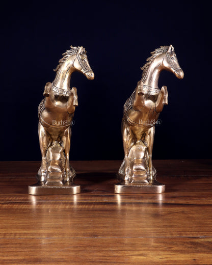 Pair of Pure Brass Feng Shui Horses – 8.5 Inch Each | 4.72 Kg | Vastu Good Luck Decor