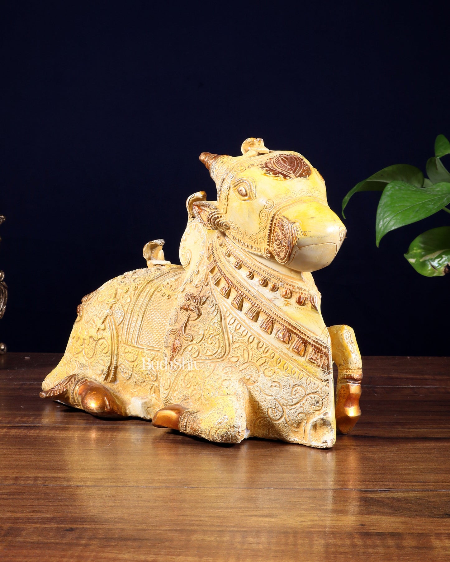 Pure Brass Nandi Statue Sand finish 11" wide