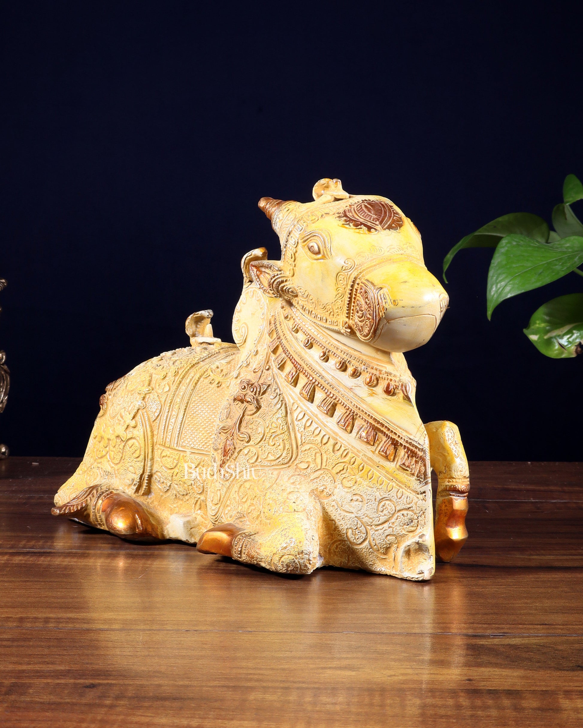 Pure Brass Nandi Statue Sand finish 11" wide