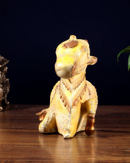 Pure Brass Nandi Statue Sand finish 11" wide