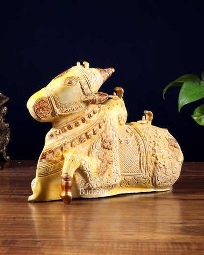 Pure Brass Nandi Statue Sand finish 11" wide