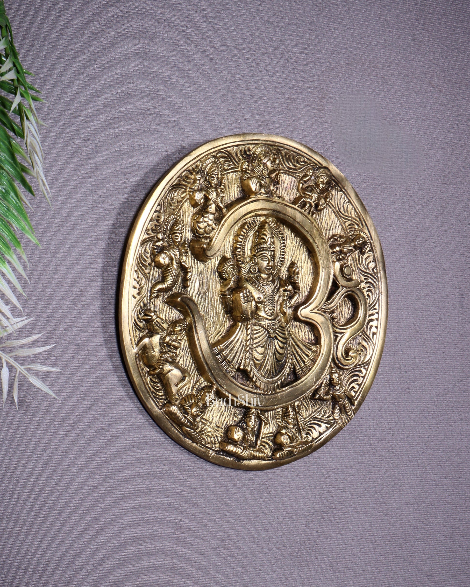 Brass Dashavatar Wall Hanging Round Plate | 8" Diameter | Intricate Carvings