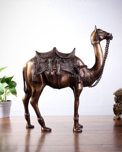 Brass Camel Statue Pair – Standing and Seated (Vastu Approved) 17"