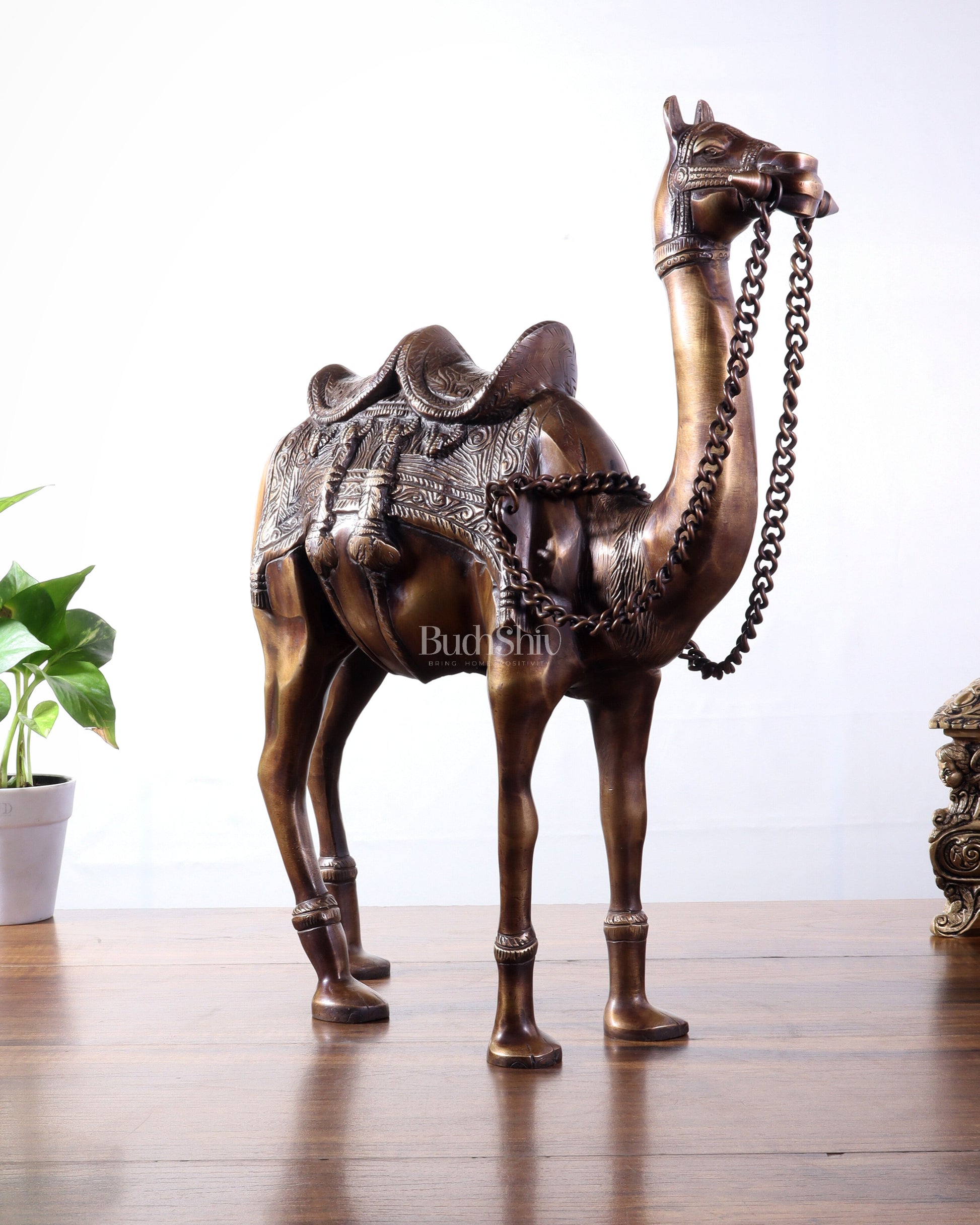 Brass Camel Statue Pair – Standing and Seated (Vastu Approved) 17"